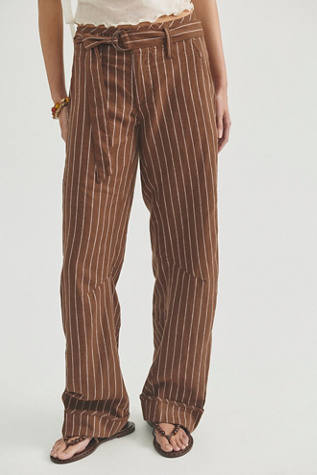 Raise The Stakes Low-Rise Trousers by Free People in Brown, Size: US 10