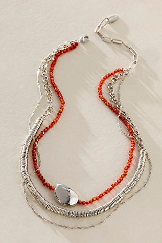 Wes Semiprecious Layer Necklace by Free People in Red