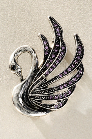 Crystal Swan Brooch