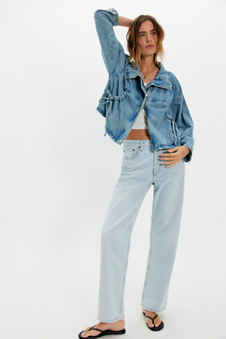 AGOLDE Long Arc Jeans at Free People in Light Wash, Size: 29