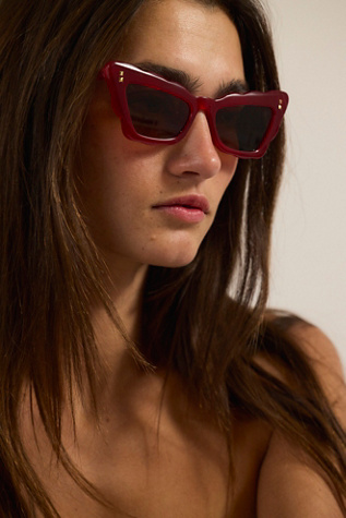 Riley Cat Eye Sunglasses by Free People in Red