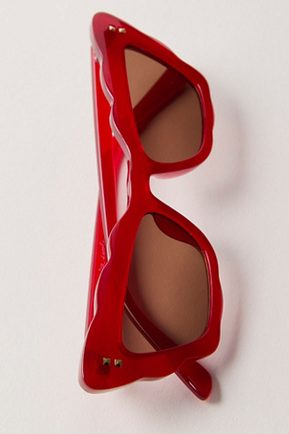 Riley Cat Eye Sunglasses by Free People in Red