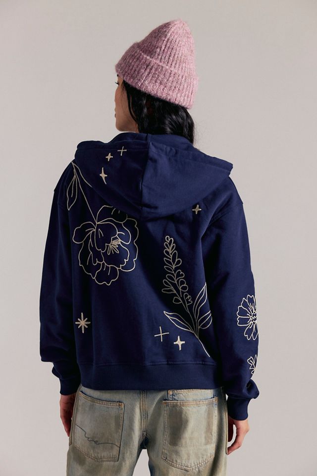 Denim and Bone Floral Hoodie #1