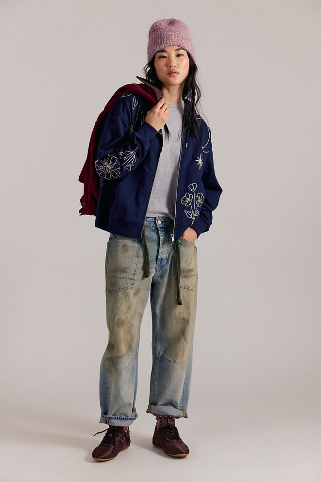 Denim and Bone Floral Hoodie #2