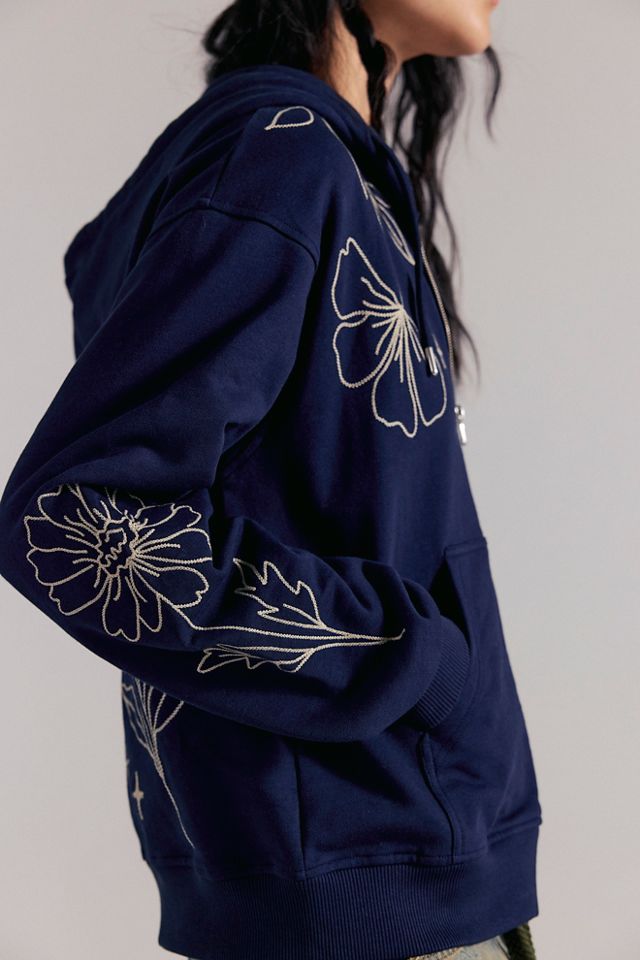 Denim and Bone Floral Hoodie #3
