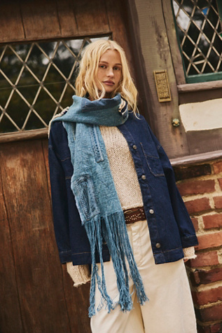 Patchwork Denim Scarf by Free People in Blue