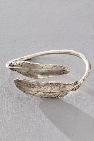 Alkemie Sterling Silver Double Feather Bangle
