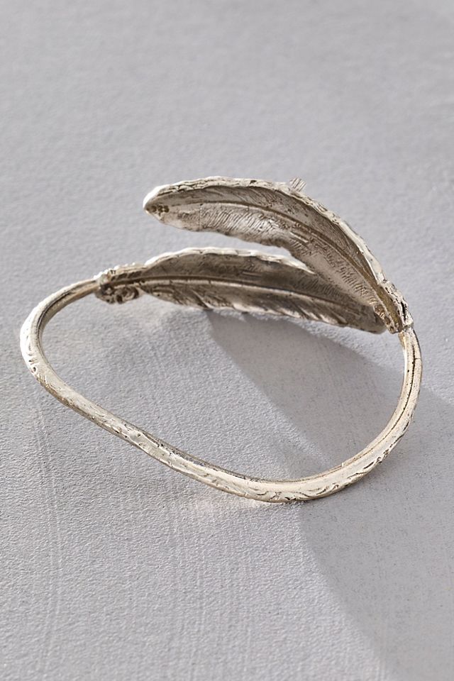 Alkemie Sterling Silver Double Feather Bangle #1