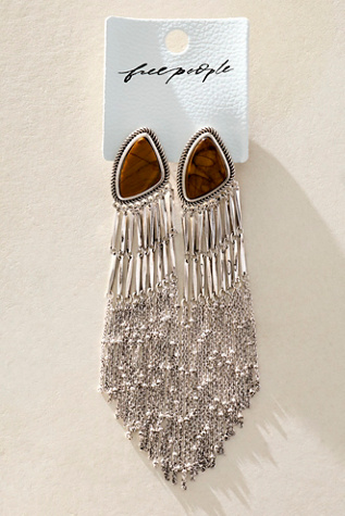 Женские украшения Free People Talk Sweet Fringe Dangles, цвет: Серебристый / Tiger's Eye — фото 3