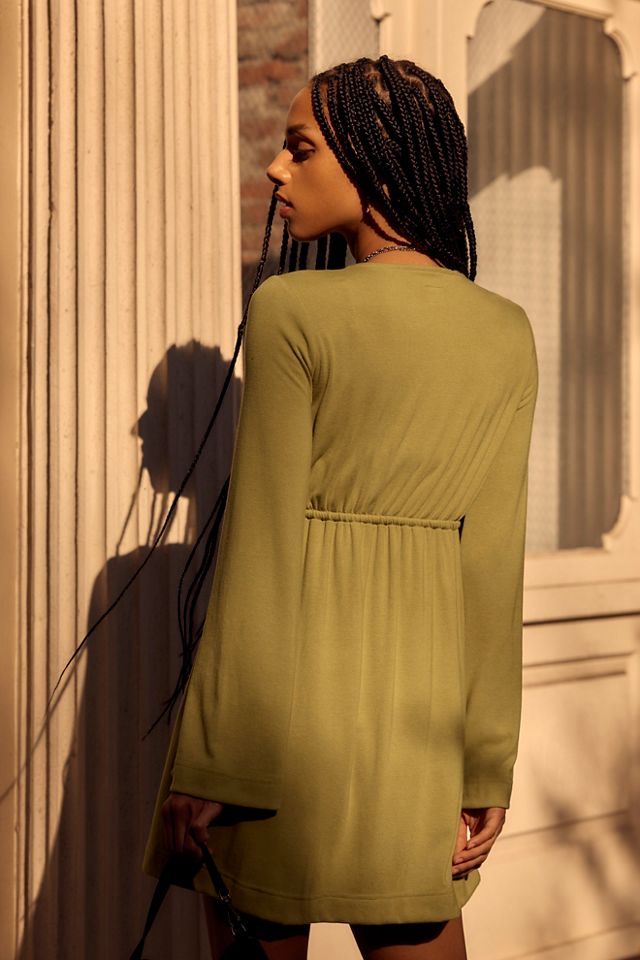 Good Feels Long-Sleeve Plunge Mini Dress #1