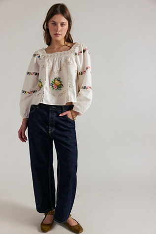 Женская блузка Free People Homebound Embroidered Blouse, цвет: Слоновая кость — фото 4