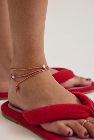 Ariana Ost Ring The Bell Semiprecious Stone Anklet at Free People in Pink