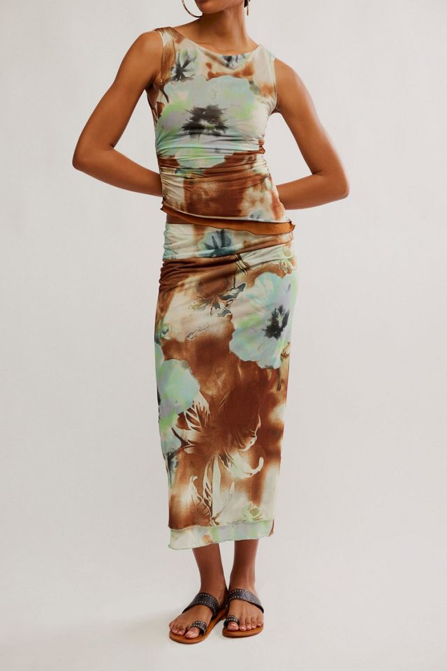 Sunset Mesh Midi Skirt #3