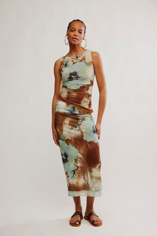 Sunset Mesh Midi Skirt