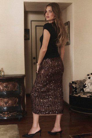 Женская юбка Intimately Party Trick Sequin Midi Slip, цвет: Шоколадный комбинированный — фото 2
