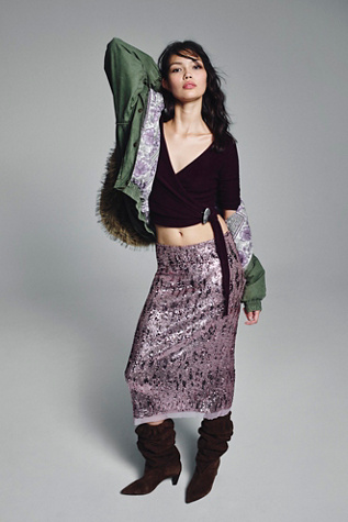Party Trick Sequin Midi Slip Skirt