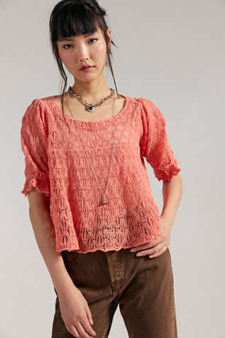 Moonstruck Babydoll Blouse by Free People in Orange, Size: XS