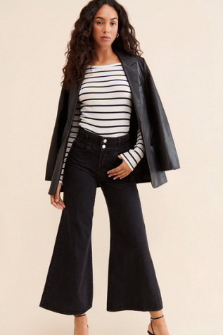 FRAME Double Waist Crop Palazzo Jeans