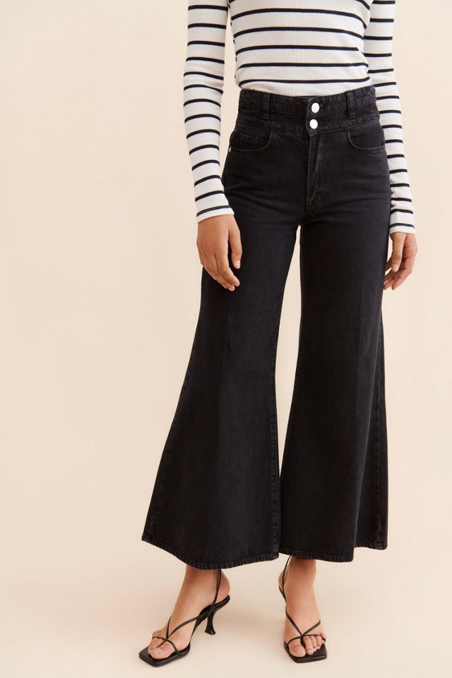 FRAME Double Waist Crop Palazzo Jeans #4