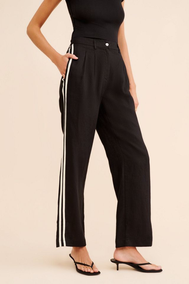 DONNI. Linen Pleated Stripe Pants #3