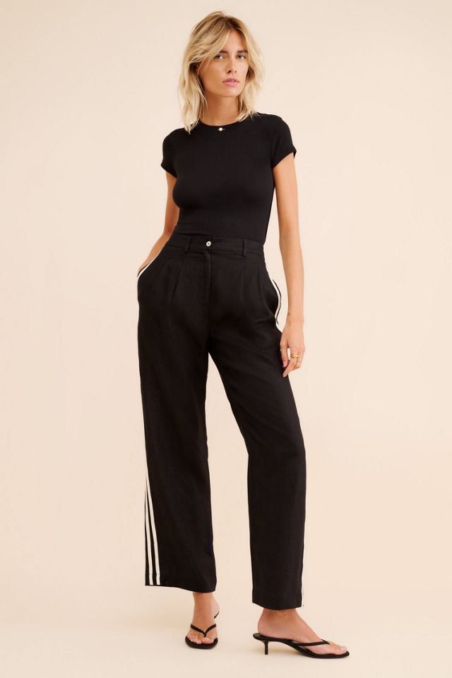 DONNI. Linen Pleated Stripe Pants #4