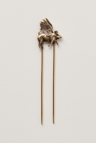 Женские аксессуары для волос Free People Novelty Animal Hair Pin, цвет: Flying Pig — фото 2