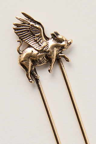 Женские аксессуары для волос Free People Novelty Animal Hair Pin, цвет: Flying Pig — фото 3