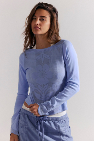 Delilah Long Sleeve Top by Free People in Blue, Size: S