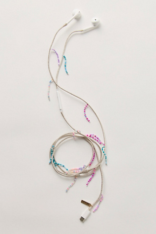 Le Pom Pom Earphones by Le Pom Pom Accessories at Free People in Silver