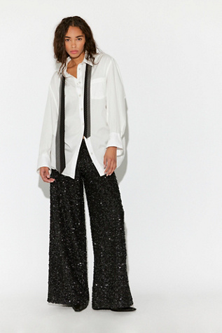 Sequin Low-Rise Wide-Leg Pants