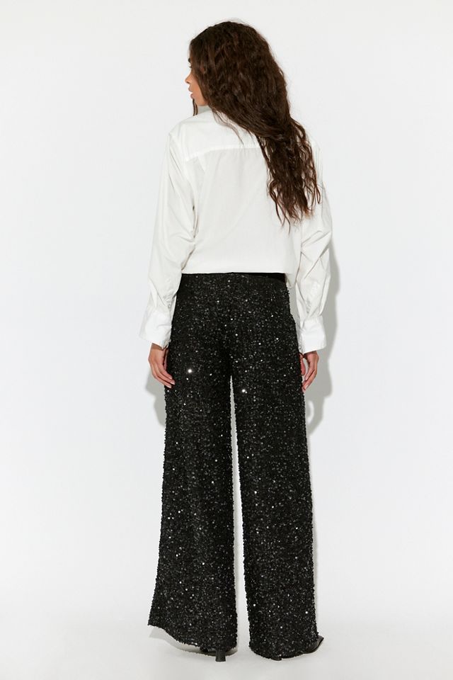 Sequin Low-Rise Wide-Leg Pants #1