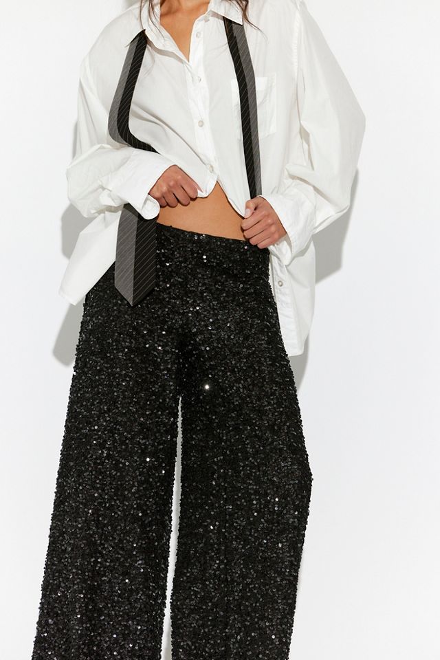 Sequin Low-Rise Wide-Leg Pants #2