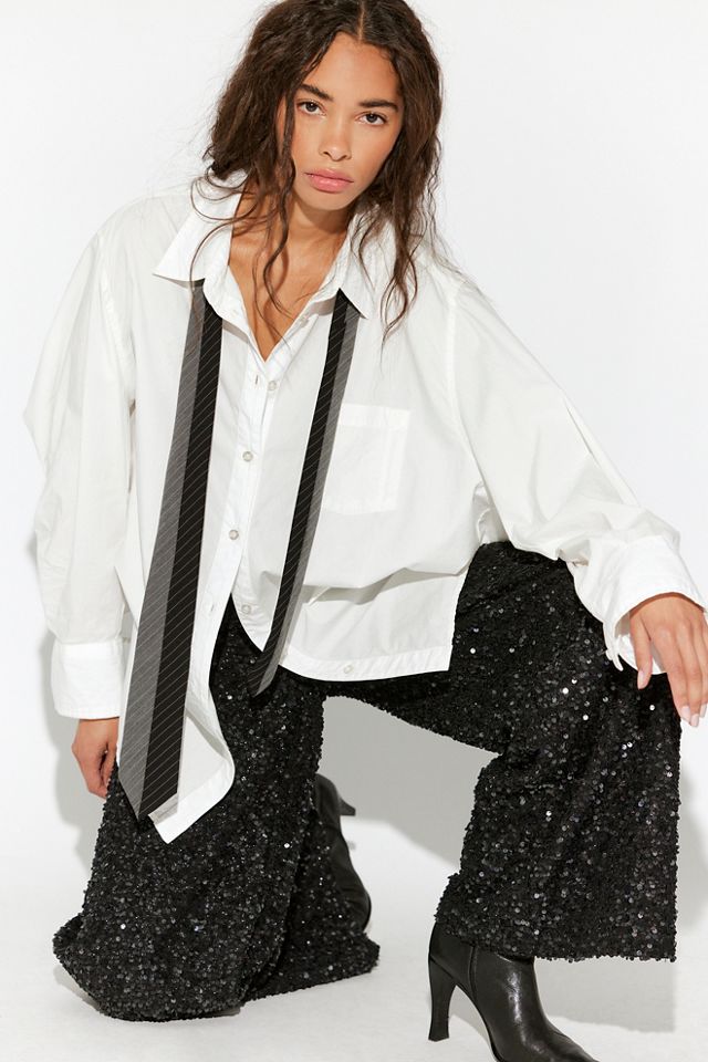 Sequin Low-Rise Wide-Leg Pants #3