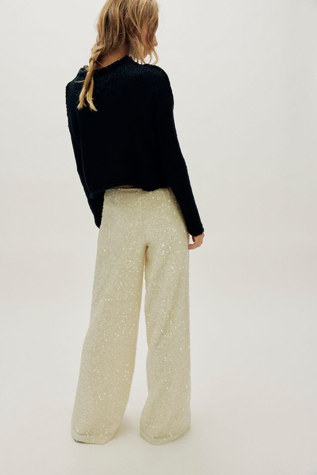 Sequin Low-Rise Wide-Leg Pants #1
