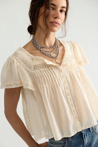 Monica Square Neck Button Down Top