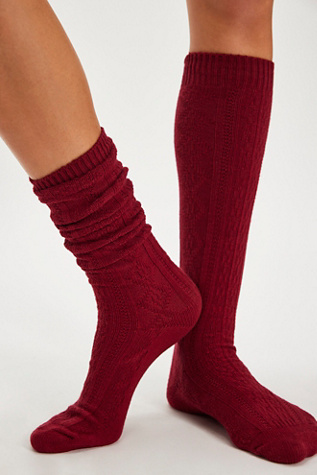 Essential Knee High Sock at Free People in Cherry Red
