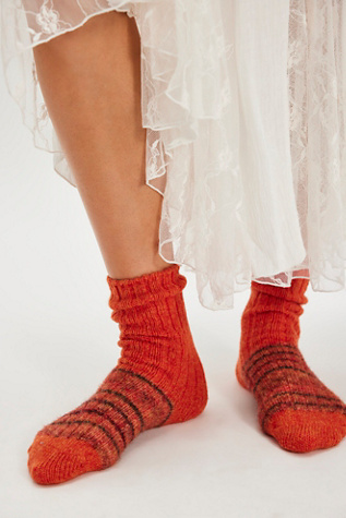 Sunset Stripe Socks by Free People in Orange
