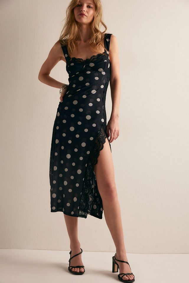 knee length dresses for ladies Free People Raise A Toast Midi Slip Black / L
