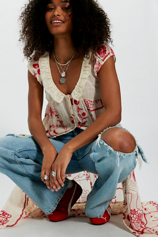 Annie Embroidered Maxi Top by Free People in White, Size: L