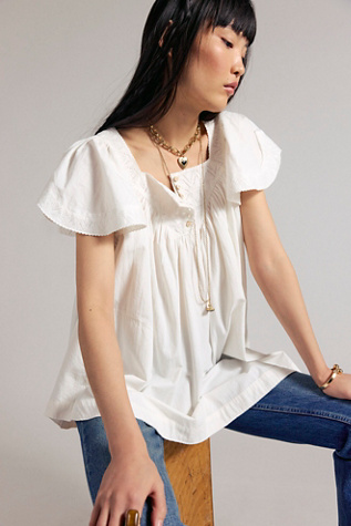 We The Free Riley Embroidered Tunic at Free People in White, Size: M