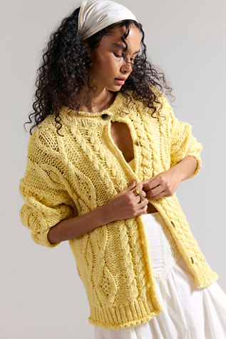 Opal Knit Cardi by Free People in Yellow, Size: S