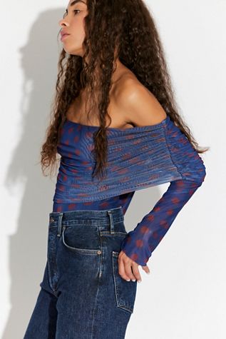 AFRM Maxine Off-The-Shoulder Mesh Bodysuit