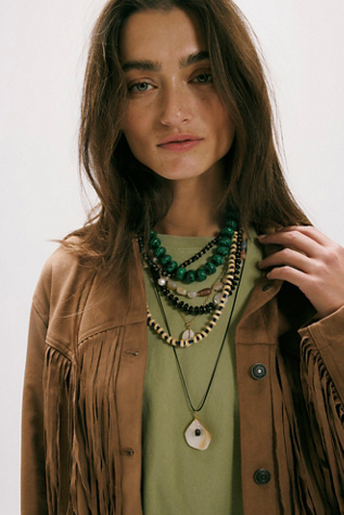 Hailee Semiprecious Beaded Necklace at Free People in Black & Ivory