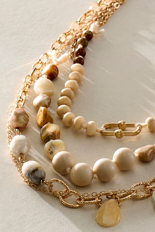Ariana Ost Cliff Beaded Semiprecious Stone Layered Necklace #1