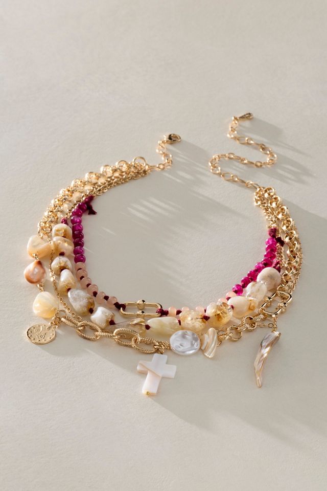 Ariana Ost Cliff Beaded Semiprecious Stone Layered Necklace #1