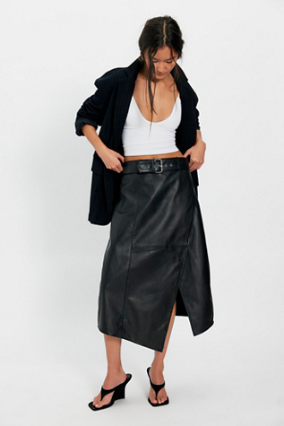 Deadwood Kalmer Leather Midi Skirt