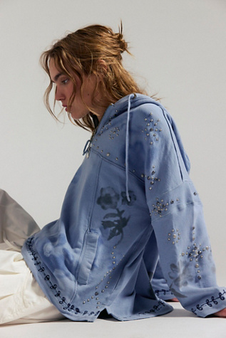 We The Free Silver Half-Zip Hoodie at Free People in Blue, Size: M