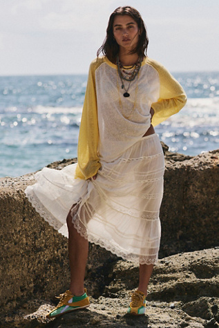 FP One Lily Lace Midi Skirt at Free People in White, Size: S