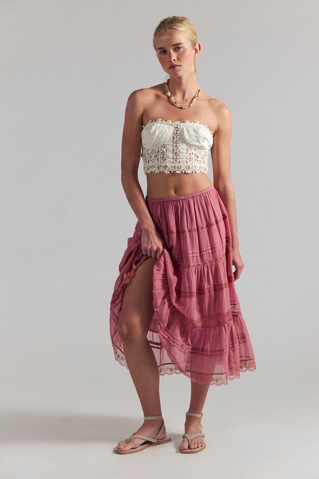 FP One Lily Lace Midi Skirt | Free People
