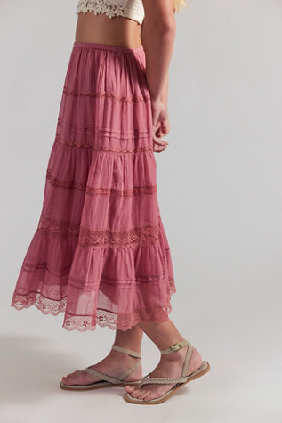 FP One Lily Lace Midi Skirt at Free People in Mauve, Size: Large